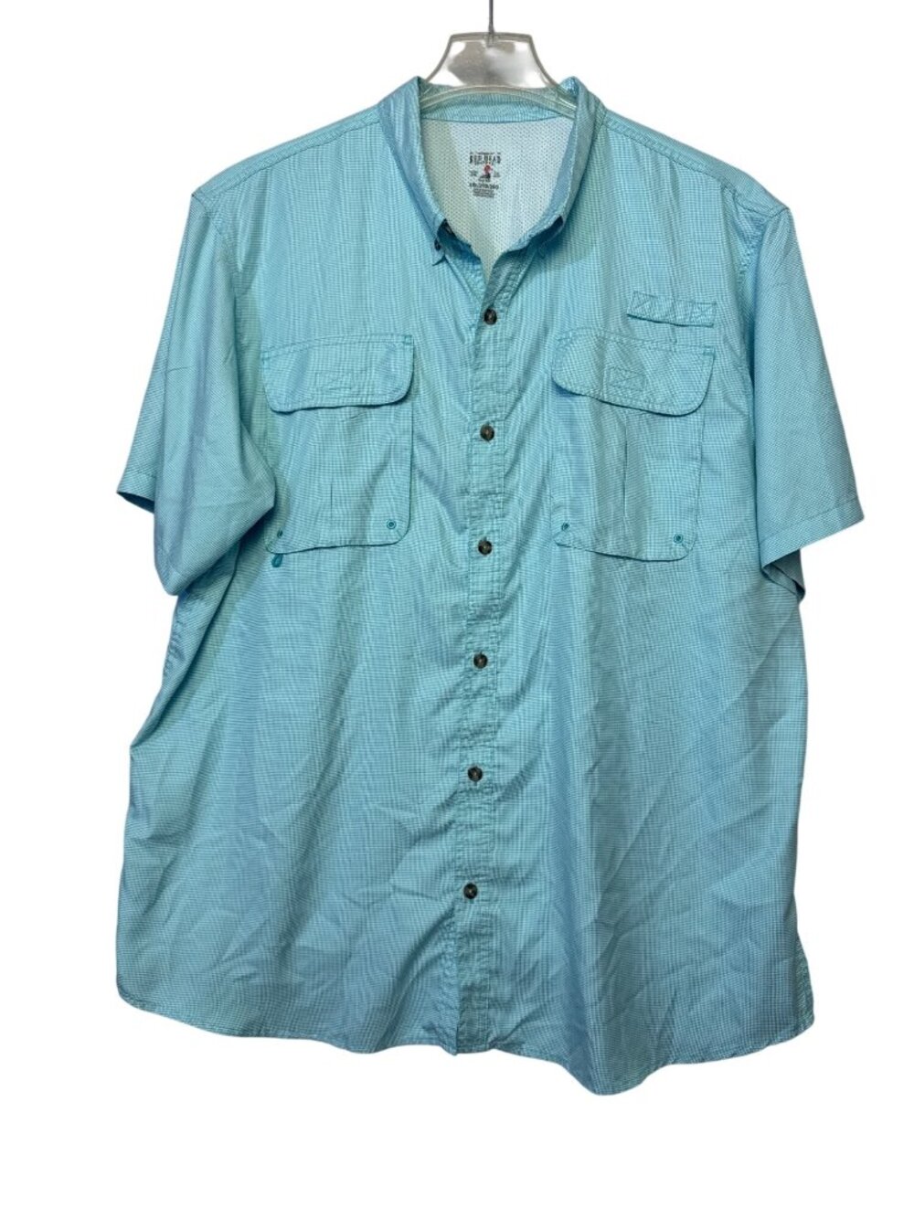 Redhead Mens Vented Short Sleeve Outdoor Shirt Light Blue 2XL Nylon Relaxed Fit